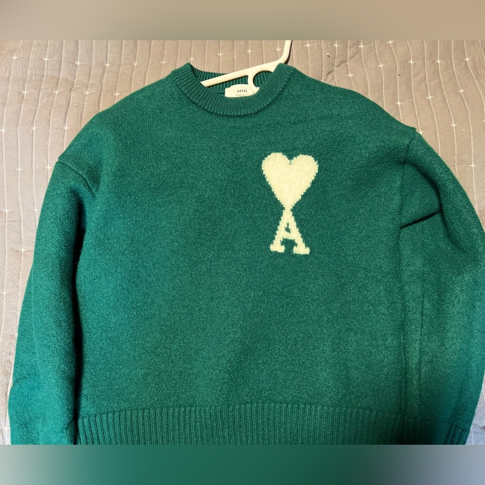 Ami Paris Ami De Coeur Merino Wool Oversized Crewneck Sweater